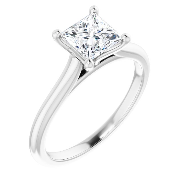 1.00 Carat Princess Cut Lab Grown Diamond Solitaire Engagement Ring White Gold 2.1