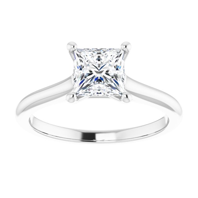 1.00 Carat Princess Cut Lab Grown Diamond Solitaire Engagement Ring White Gold 2.3