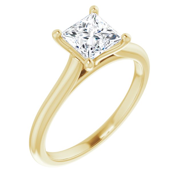 1.00 Carat Princess Cut Lab Grown Diamond Solitaire Engagement Ring Yellow Gold 2.1