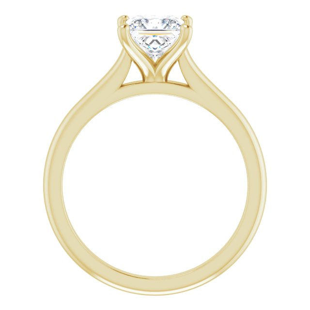 1.00 Carat Princess Cut Lab Grown Diamond Solitaire Engagement Ring Yellow Gold 2.2