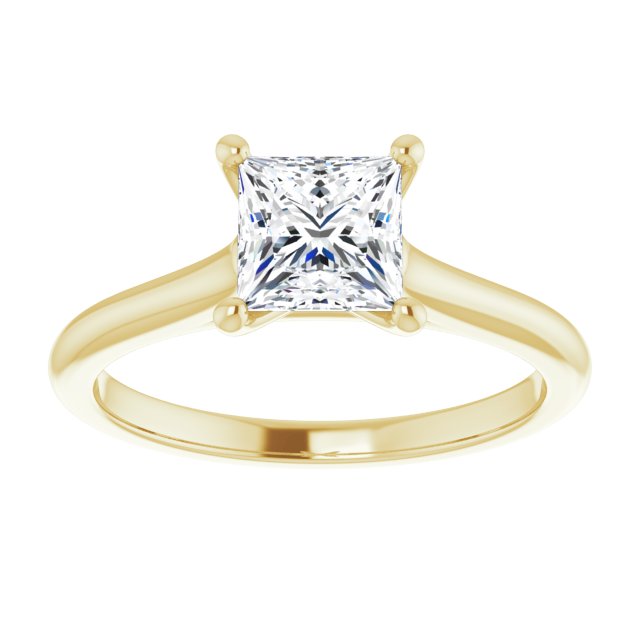 1.00 Carat Princess Cut Lab Grown Diamond Solitaire Engagement Ring Yellow Gold 2.3