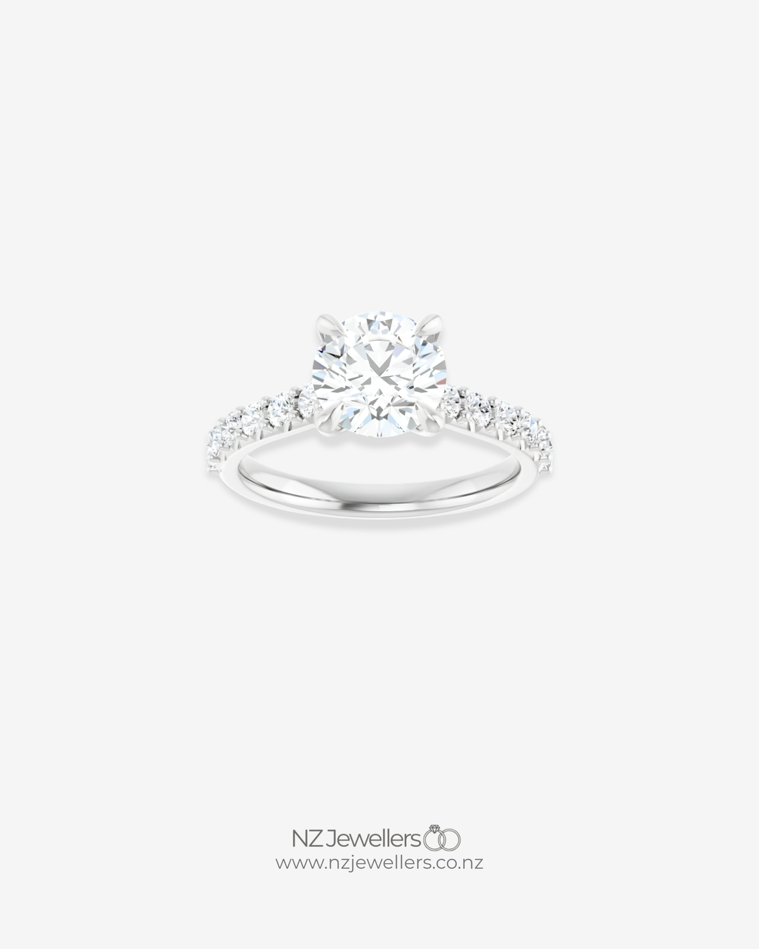 1.25 Carat Continuum Silver Round Brilliant Moissanite Accented Engagement Ring