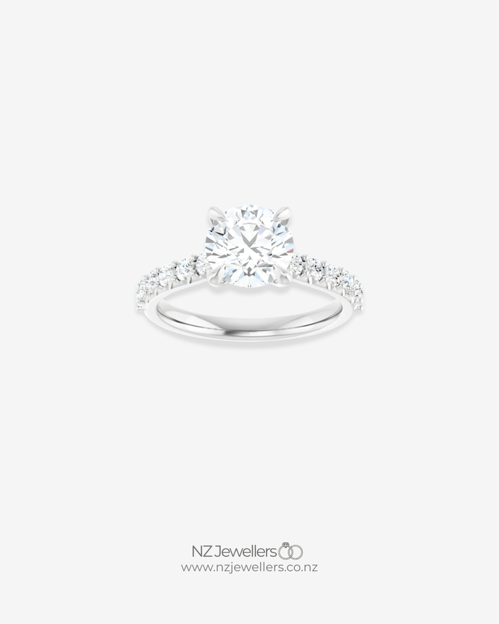 1.25 Carat Continuum Silver Round Brilliant Moissanite Accented Engagement Ring