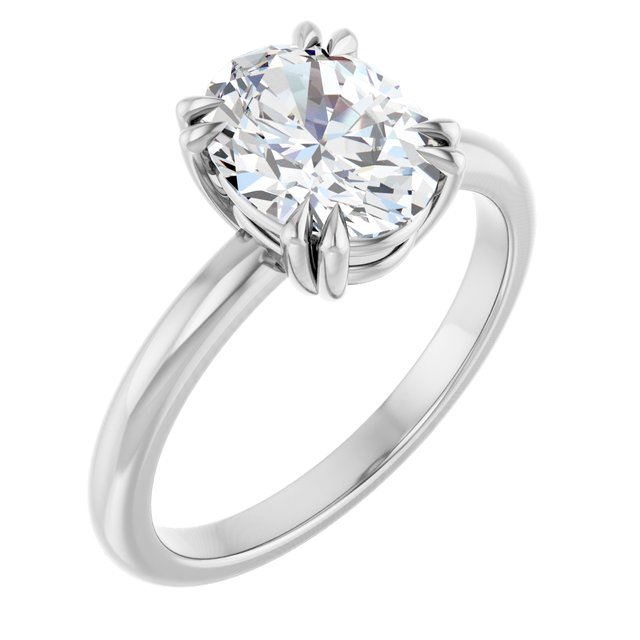 2 Carat White Gold Oval Brilliant Moissanite Solitaire Engagement Ring