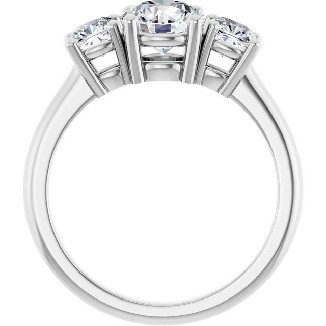 1 Carat White Gold Round Brilliant Moissanite Three Stone Engagement Ring