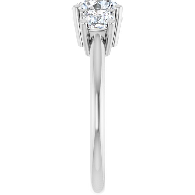 1 Carat White Gold Round Brilliant Moissanite Three Stone Engagement Ring