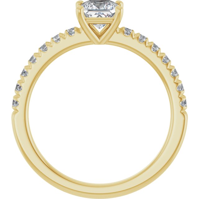 0.50 Carat Princess Cut Moissanite Accented Engagement Ring