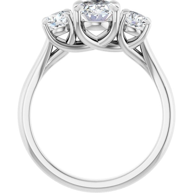 1.25 Carat Continuum Silver Oval Brilliant Moissanite Three Stone Engagement Ring