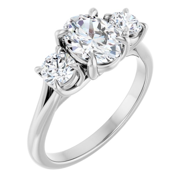 1.25 Carat Continuum Silver Oval Brilliant Moissanite Three Stone Engagement Ring
