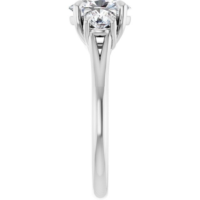 1.25 Carat Continuum Silver Oval Brilliant Moissanite Three Stone Engagement Ring