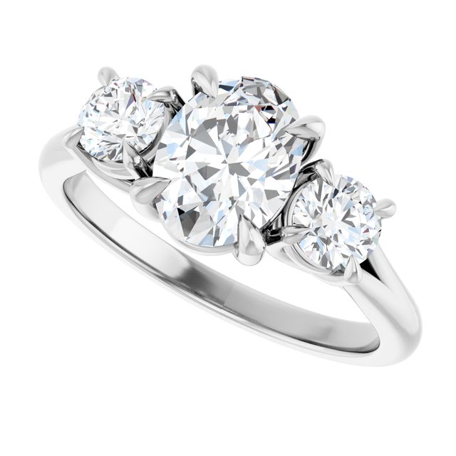1.25 Carat Continuum Silver Oval Brilliant Moissanite Three Stone Engagement Ring
