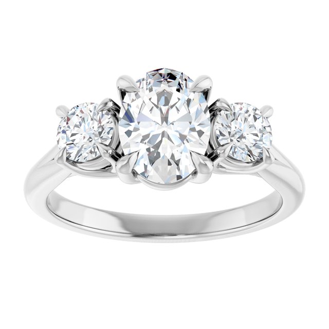 1.25 Carat Continuum Silver Oval Brilliant Moissanite Three Stone Engagement Ring