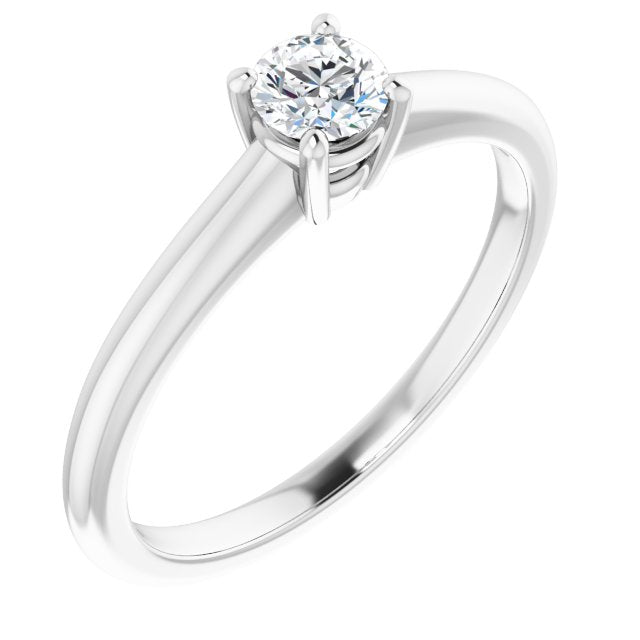 0.25 Carat White Gold Round Brilliant Moissanite Solitaire Engagement Ring