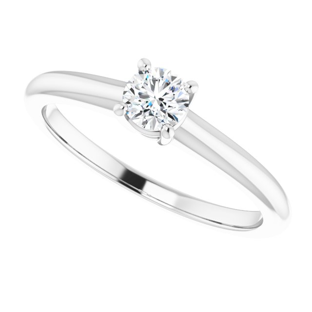 0.25 Carat White Gold Round Brilliant Moissanite Solitaire Engagement Ring