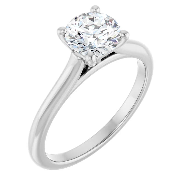 Continuum Silver Round Brilliant Moissanite Solitaire Engagement Ring