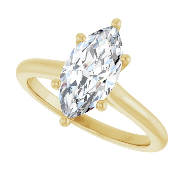 1.53 Carat Yellow Gold Marquise Lab Grown Solitaire Engagement Ring