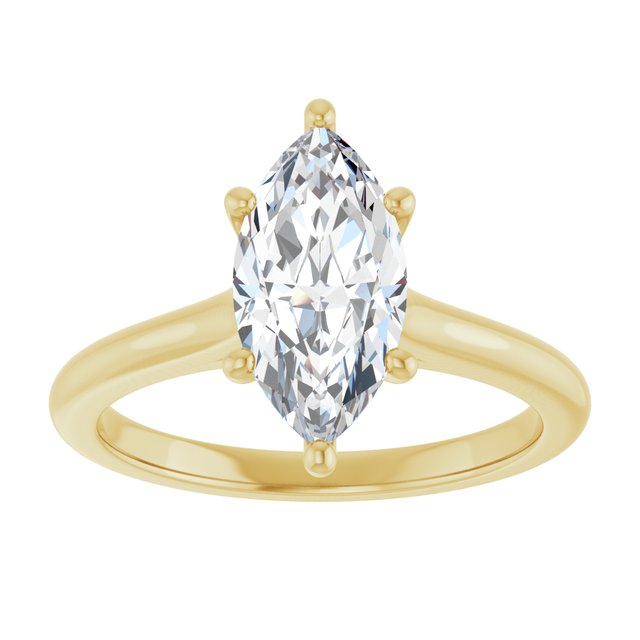 1.53 Carat Yellow Gold Marquise Lab Grown Solitaire Engagement Ring