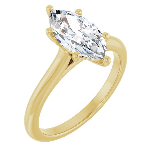 1.53 Carat Yellow Gold Marquise Lab Grown Solitaire Engagement Ring