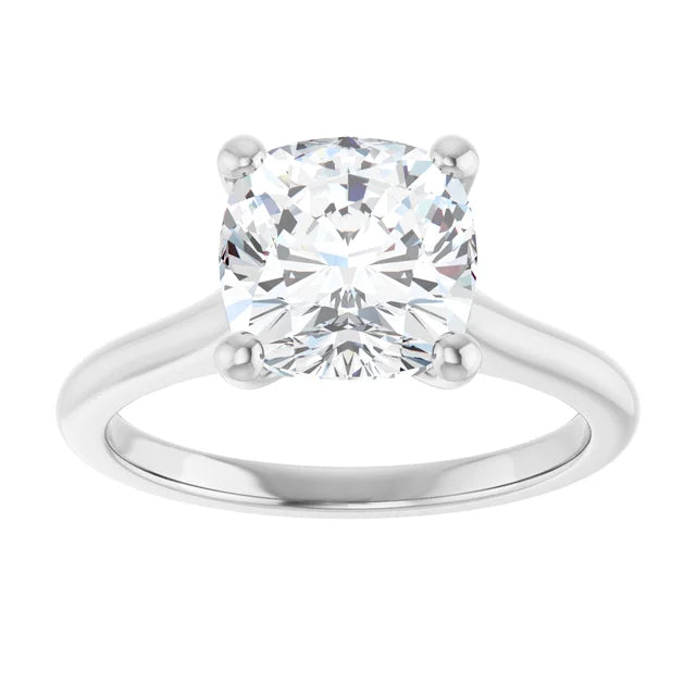 Continuum Silver Cushion Brilliant Moissanite Solitaire Engagement Ring