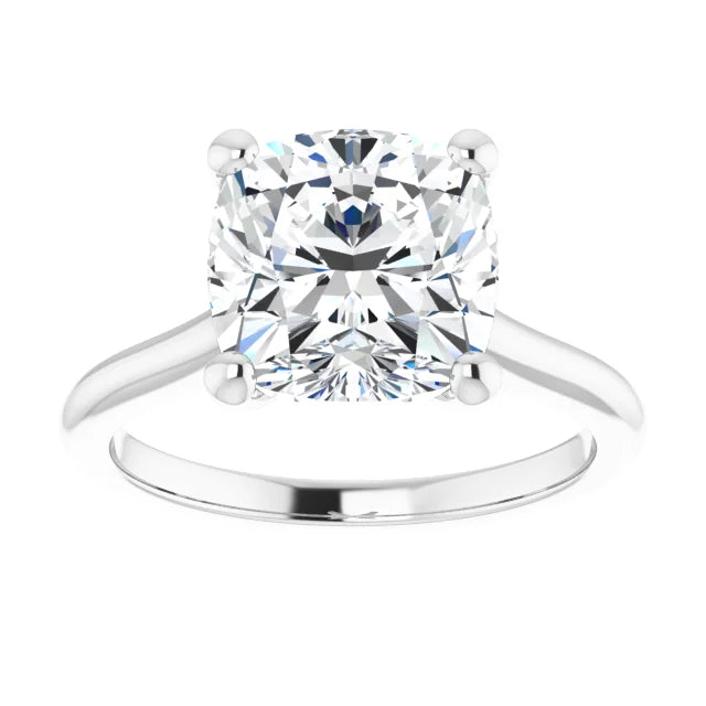 Continuum Silver Cushion Brilliant Moissanite Solitaire Engagement Ring