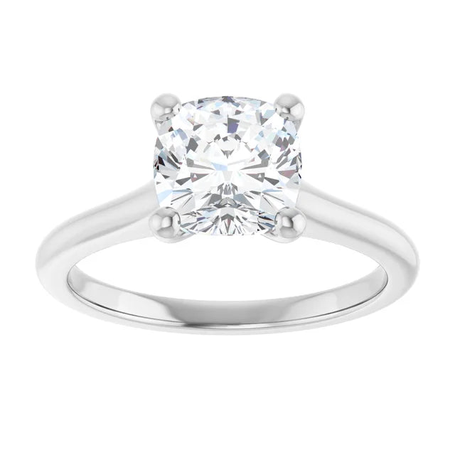 Continuum Silver Cushion Brilliant Moissanite Solitaire Engagement Ring