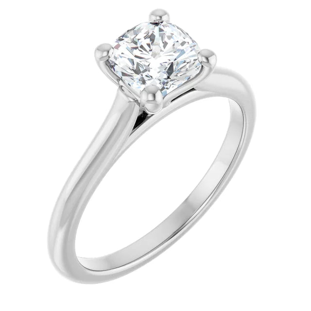 Continuum Silver Cushion Brilliant Moissanite Solitaire Engagement Ring