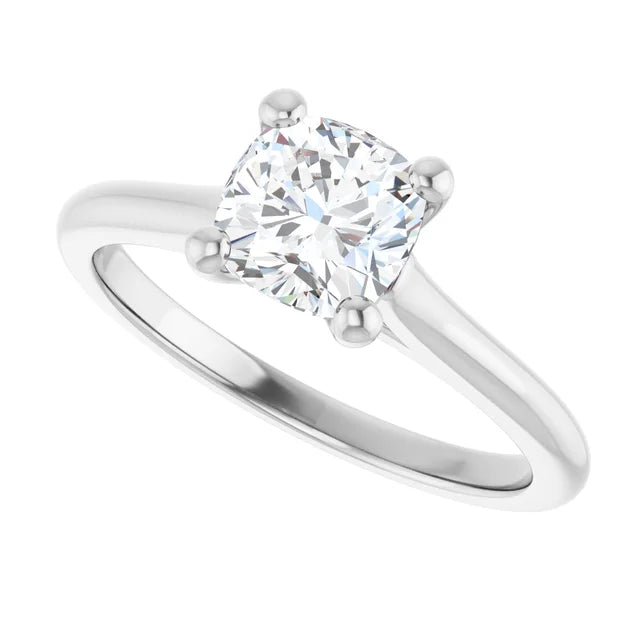 Continuum Silver Cushion Brilliant Moissanite Solitaire Engagement Ring