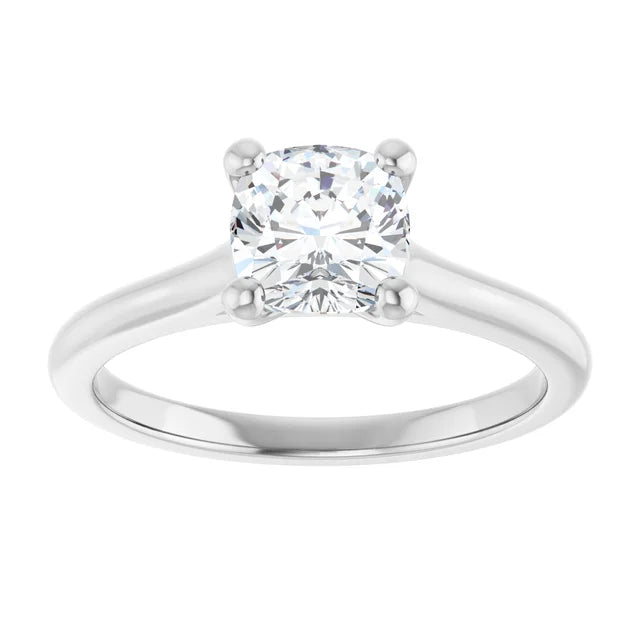 Continuum Silver Cushion Brilliant Moissanite Solitaire Engagement Ring