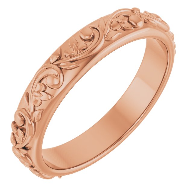 Nature Inspired Vintage Gold Wedding Band