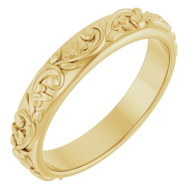 Nature Inspired Vintage Gold Wedding Band