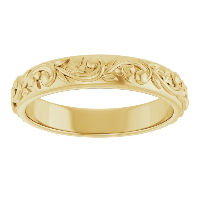 Nature Inspired Vintage Gold Wedding Band