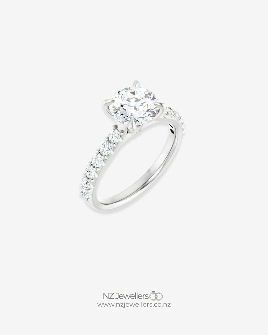 1.25 Carat Continuum Silver Round Brilliant Moissanite Accented Engagement Ring