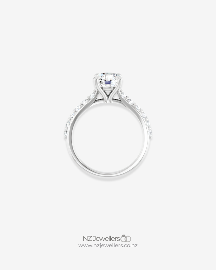 1.25 Carat Continuum Silver Round Brilliant Moissanite Accented Engagement Ring