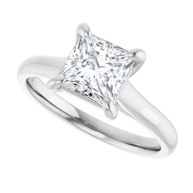 1.5 Carat White Gold Princess Brilliant Moissanite Solitaire Engagement Ring