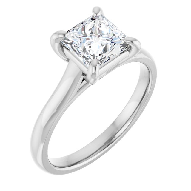 1.5 Carat White Gold Princess Brilliant Moissanite Solitaire Engagement Ring