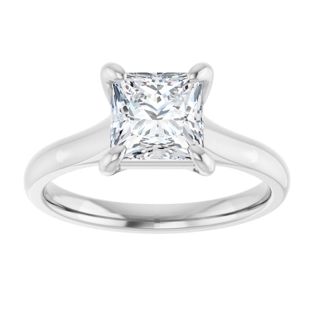 1.5 Carat White Gold Princess Brilliant Moissanite Solitaire Engagement Ring