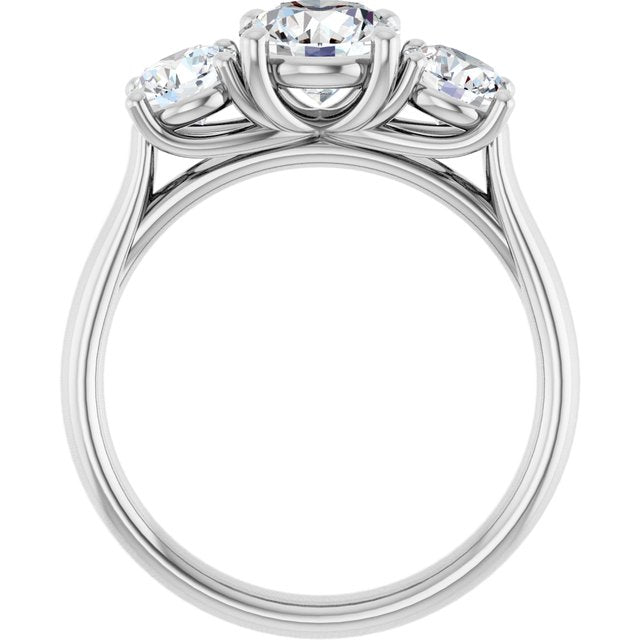 1 Carat White Gold Round Brilliant Moissanite Three Stone Engagement Ring