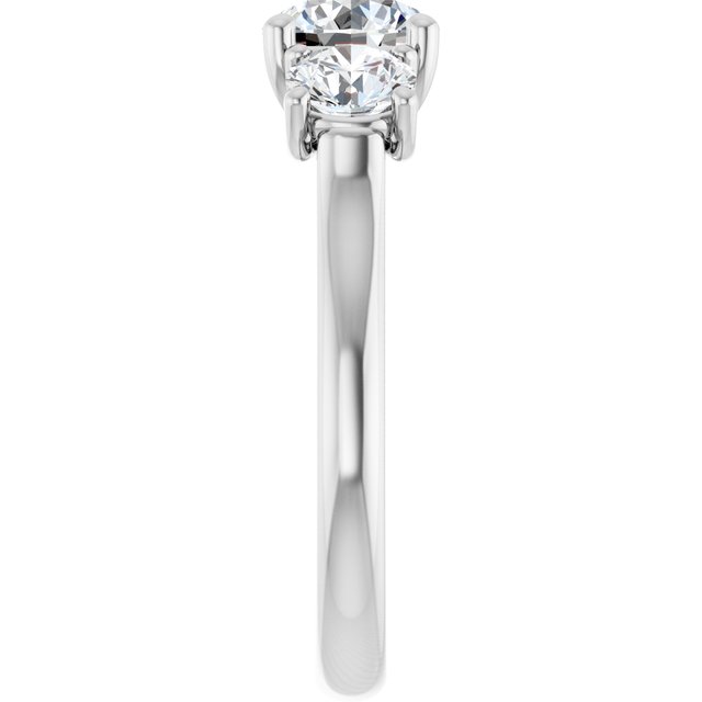1 Carat White Gold Round Brilliant Moissanite Three Stone Engagement Ring