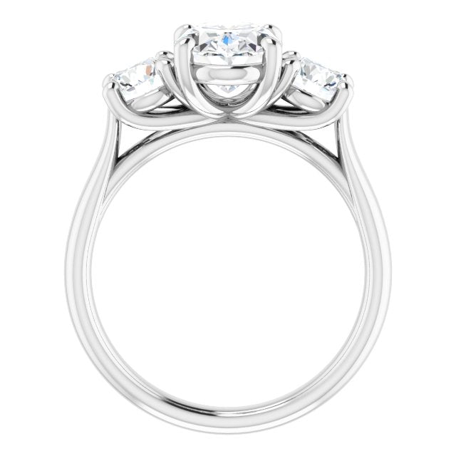 Platinum 3.00ctw Three Stone Oval Brilliant LG Diamond Ring