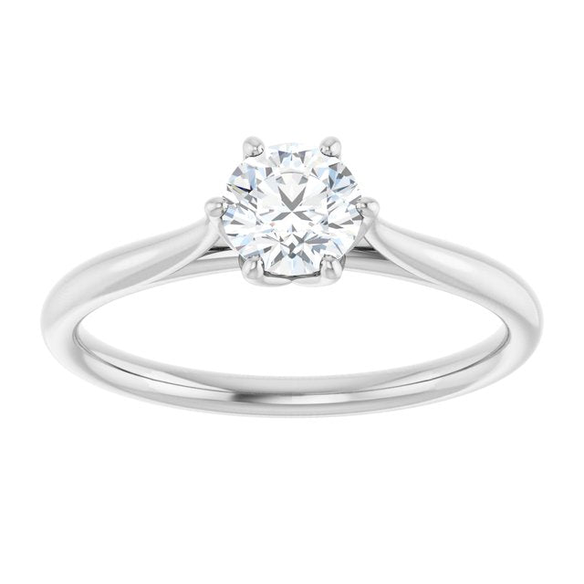 0.50 Carat White Gold Round Brilliant Moissanite Solitaire Engagement Ring