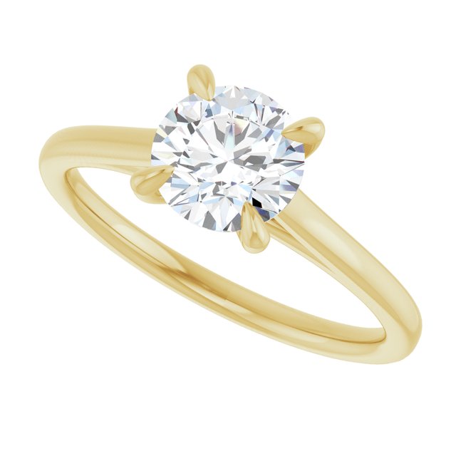1 Carat Yellow Gold Round Brilliant Moissanite Solitaire Engagement Ring