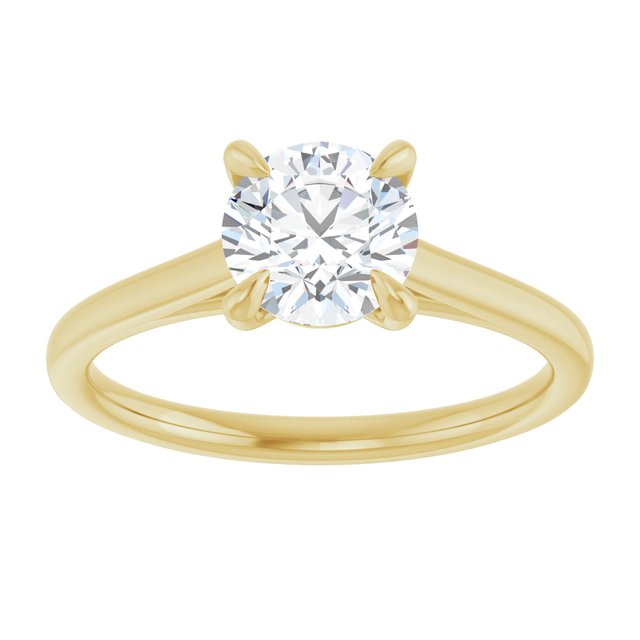 1 Carat Yellow Gold Round Brilliant Moissanite Solitaire Engagement Ring