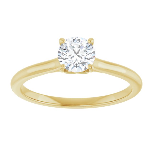0.50 Carat Yellow Gold Round Brilliant Moissanite Solitaire Engagement Ring