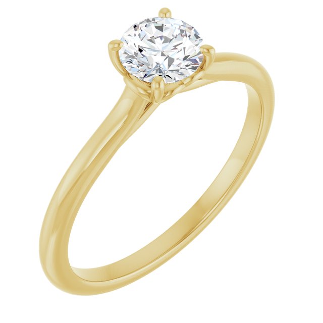 0.50 Carat Yellow Gold Round Brilliant Moissanite Solitaire Engagement Ring