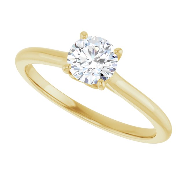 0.50 Carat Yellow Gold Round Brilliant Moissanite Solitaire Engagement Ring