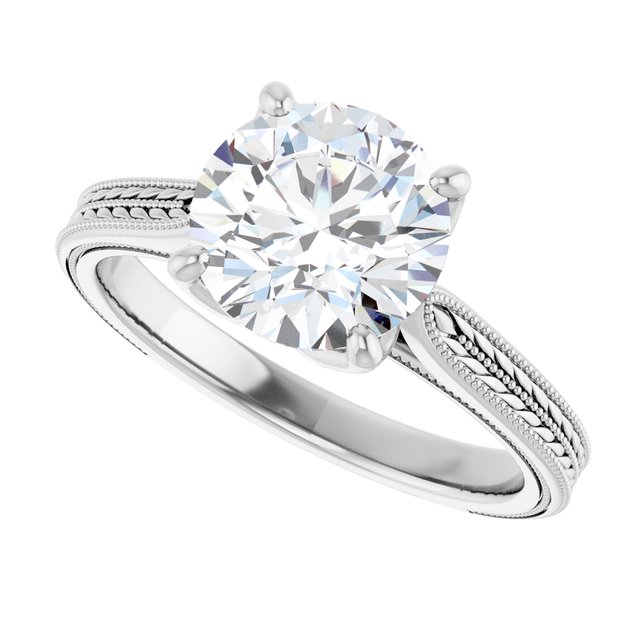 2.5 Carat Continuum Silver Round Brilliant Moissanite Solitaire Engagement Ring