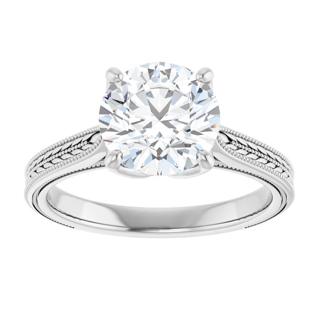 2.5 Carat Continuum Silver Round Brilliant Moissanite Solitaire Engagement Ring