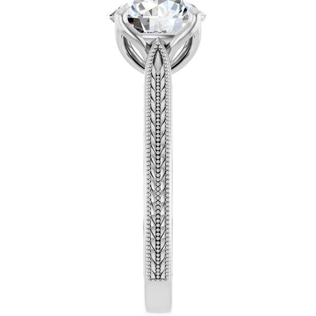 2.5 Carat Continuum Silver Round Brilliant Moissanite Solitaire Engagement Ring