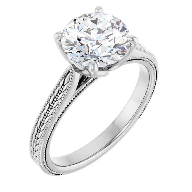 2.5 Carat Continuum Silver Round Brilliant Moissanite Solitaire Engagement Ring