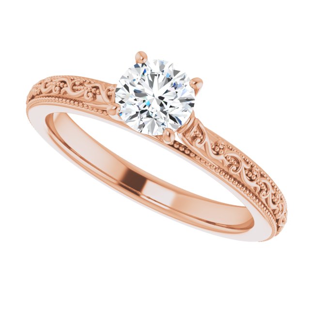0.50 Carat Rose Gold Round Brilliant Moissanite Solitaire Engagement Ring